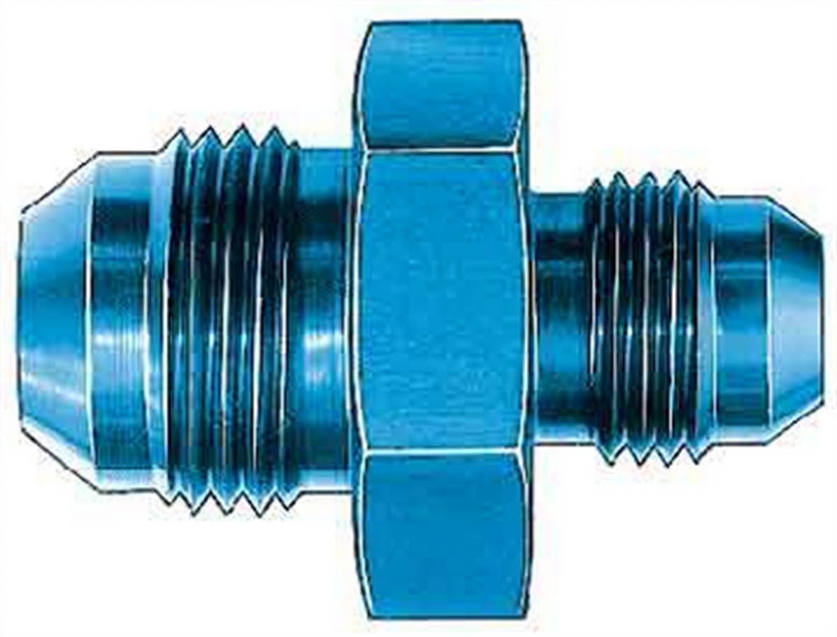 AEROQUIP FCM2049 #8 to #4 Union Reducer Aluminum Blue Anodized
