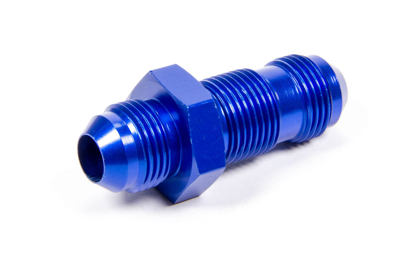 AEROQUIP FCM2073 #8 AN Male to Male Bulkhead Fitting, Aluminum, Blue Anodized