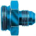 AEROQUIP FCM2114 Carburetor Inlet Fitting, #6 Dual Feed, Straight, 6 AN Male to 7/8-20 in Male, Aluminum Blue Anodized