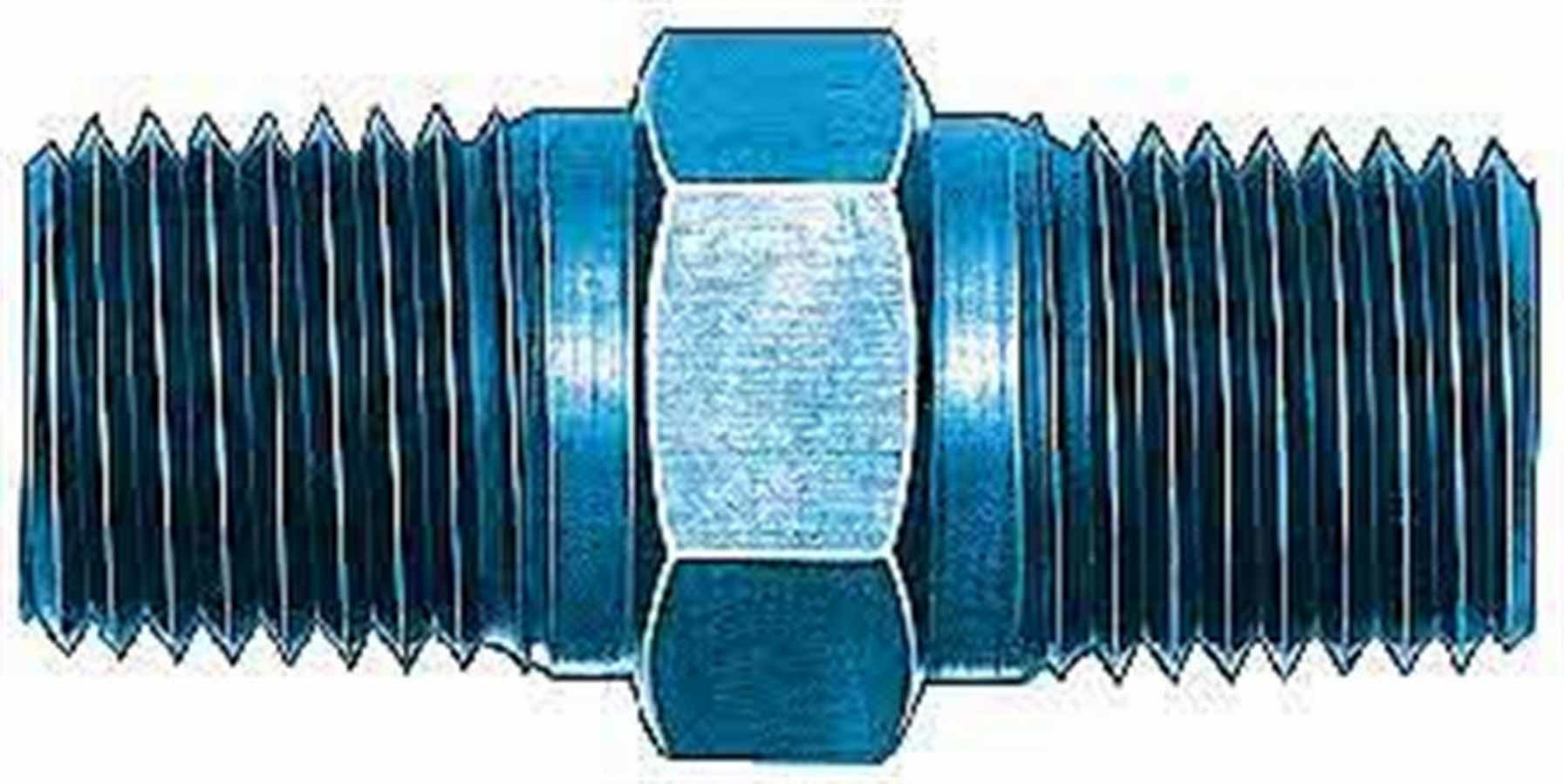 AEROQUIP FCM2134 3/8 Inch Male Pipe Nipple Aluminum Blue Anodized