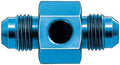 Aeroquip FCM2184 #8 Fuel Pressure Adapter, 8 AN Male to 8 AN Male, 1/8 inch NPT Gauge Port, Aluminum, Blue Anodized
