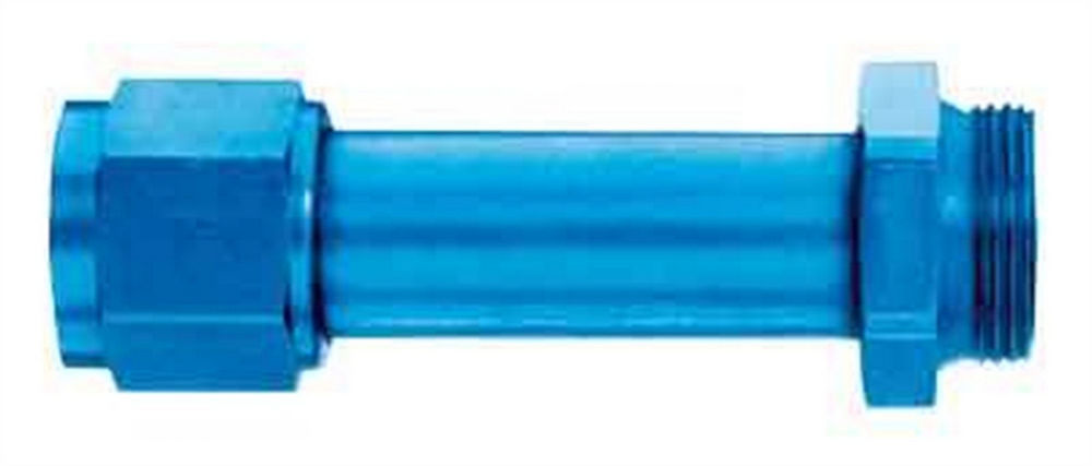 Aeroquip FCM2192 Carburetor Inlet Fitting, 8 AN Female to 7/8-20 in Male, Aluminum, Blue Anodized