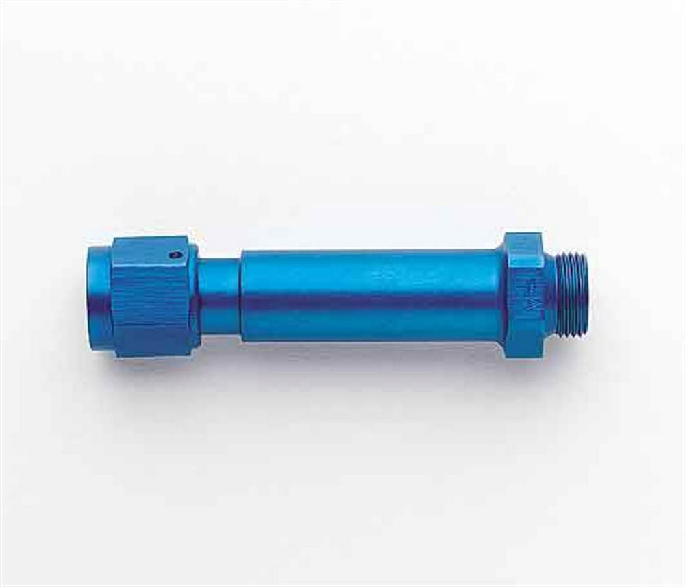 Aeroquip FCM2247 Demon Carburetor Adapter, 6 AN Female Swivel to 9/16-24 in Male, Aluminum Blue Anodized