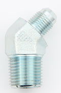 AEROQUIP FCM2588 45 Degree Male Elbow Fitting, 4 AN to 3/8 in NPT, Steel, Zinc Plated