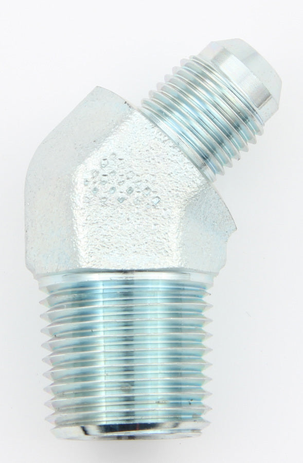 AEROQUIP FCM2588 45 Degree Male Elbow Fitting, 4 AN to 3/8 in NPT, Steel, Zinc Plated