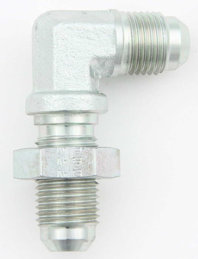 AEROQUIP FCM2790 90 Degree Bulkhead Union with 3 AN Male Fittings, Steel, Zinc Oxide Finish