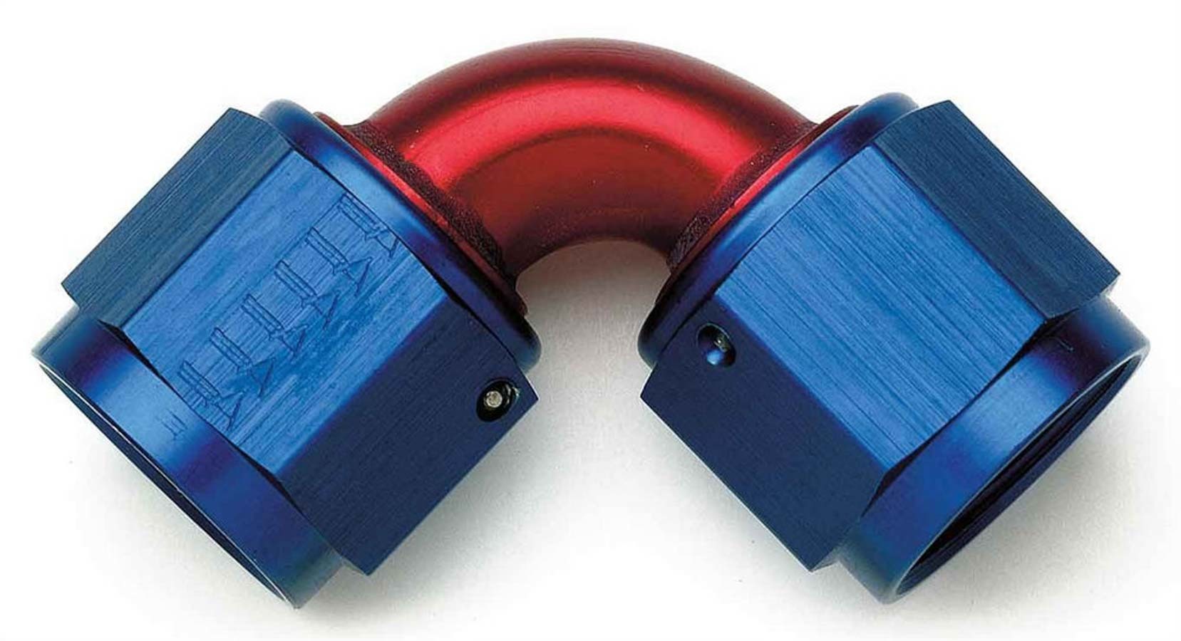 AEROQUIP FCM2978 6AN 90 Degree Female Swivel Fitting Aluminum Blue Red Anodized