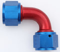 Aeroquip FCM2981 #12 90 Degree Female Flare Swivel Fitting, Aluminum, Blue and Red Anodized