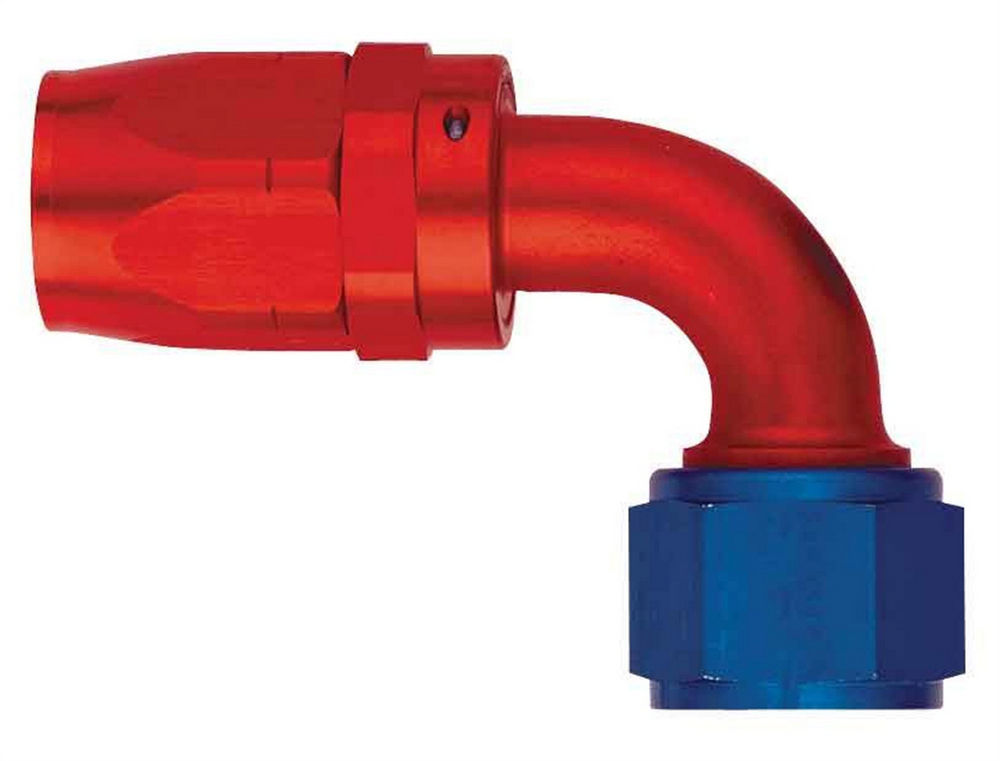 AEROQUIP FCM4036 #16 90 Degree Hose End Swivel Aluminum with Red and Blue Anodized Finish