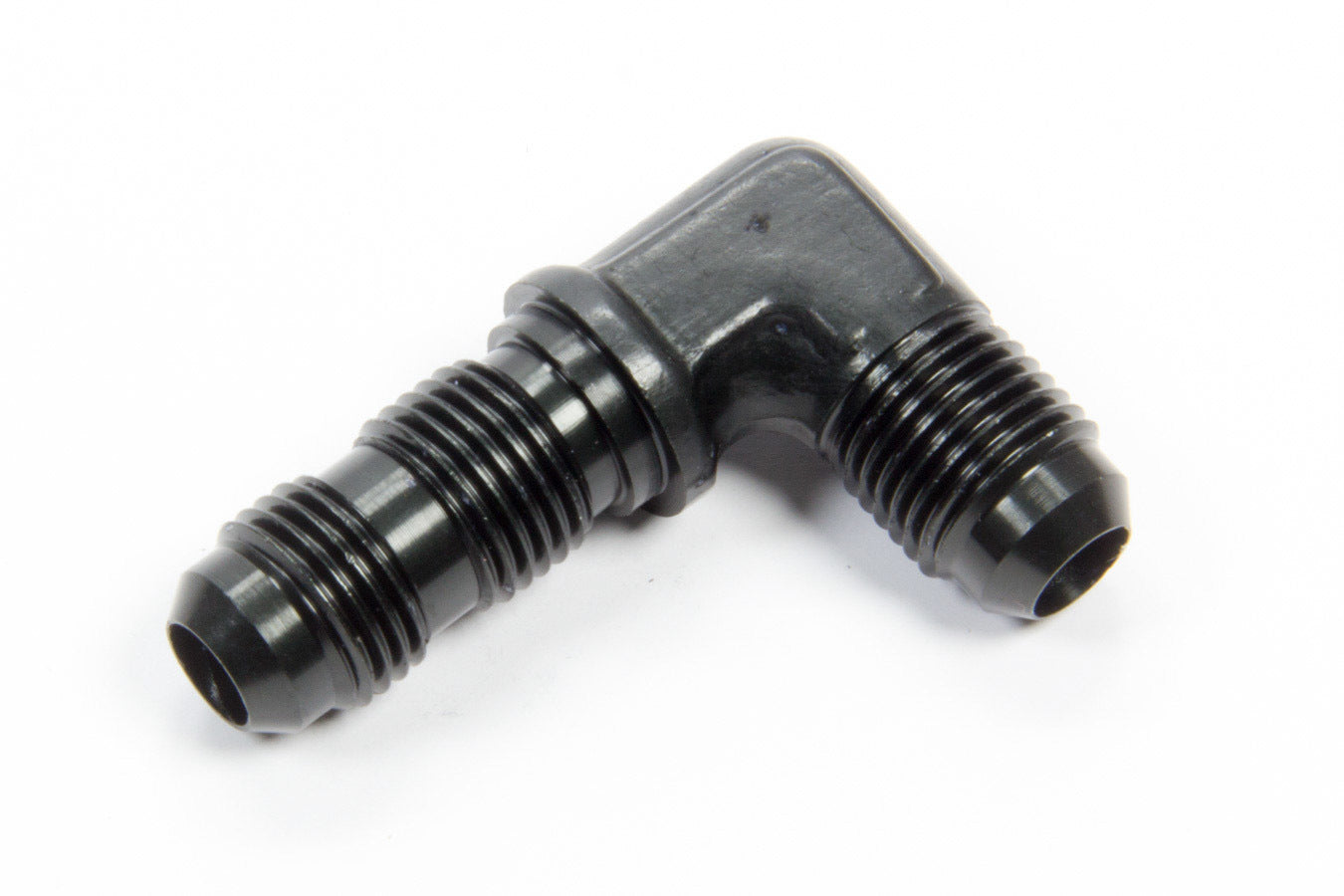 Aeroquip FCM5082 #6 Flare 90 Degree Bulkhead Union with Aluminum Black Anodized Finish