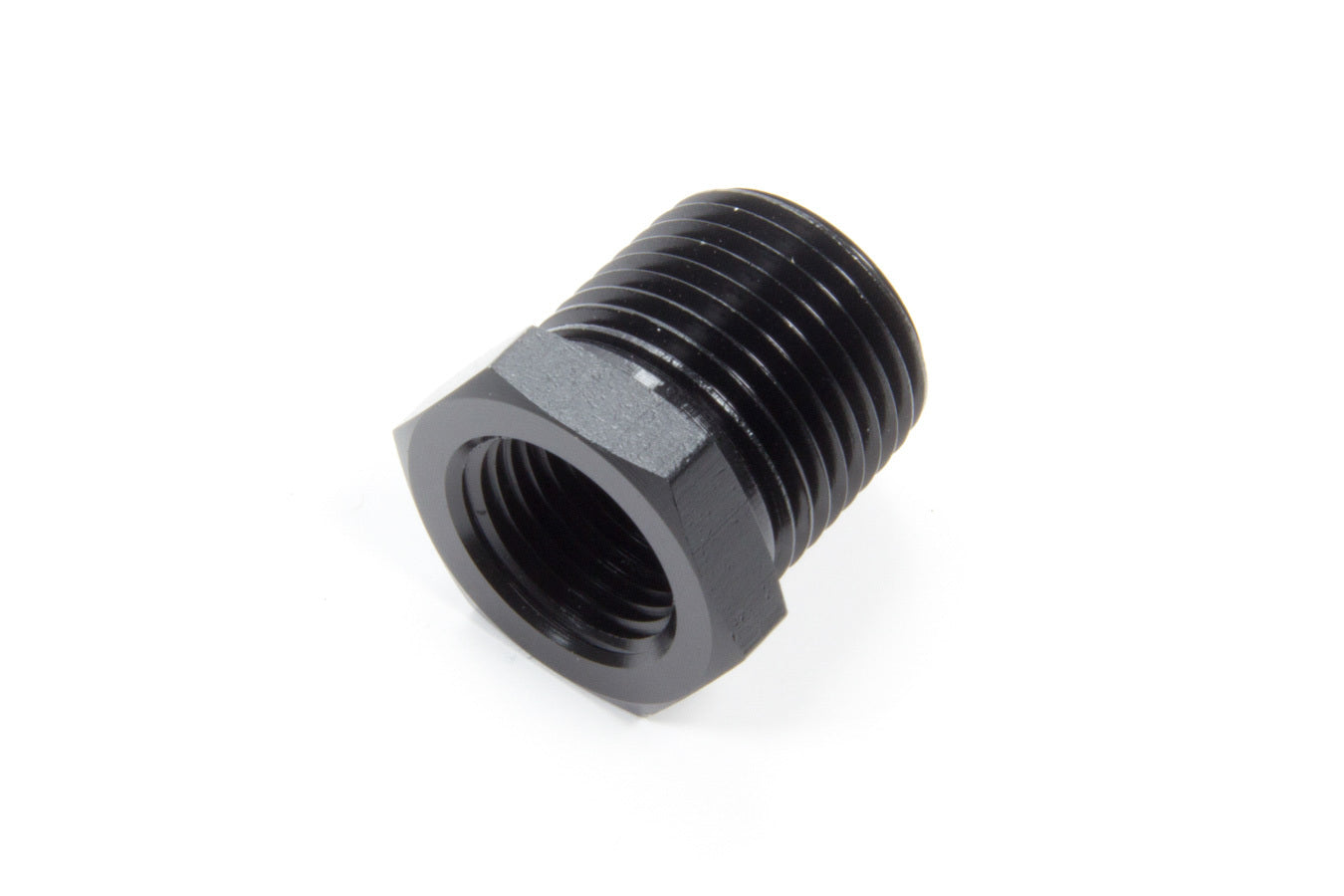 Aeroquip FCM5139 3/8 Inch NPT Female to 1/2 Inch NPT Male Aluminum Pipe Bushing in Black Anodized