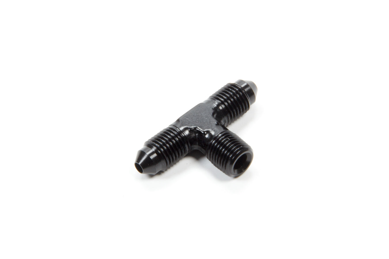 AEROQUIP FCM5187 Adapter Tee with 3 AN Male, 1/8 Inch NPT Male, Aluminum, Black Anodized