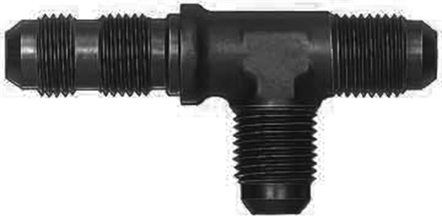 Aeroquip FCM5815 #3 Aluminum Bulkhead Run Tee with 3 AN Male Fittings, Black Anodized