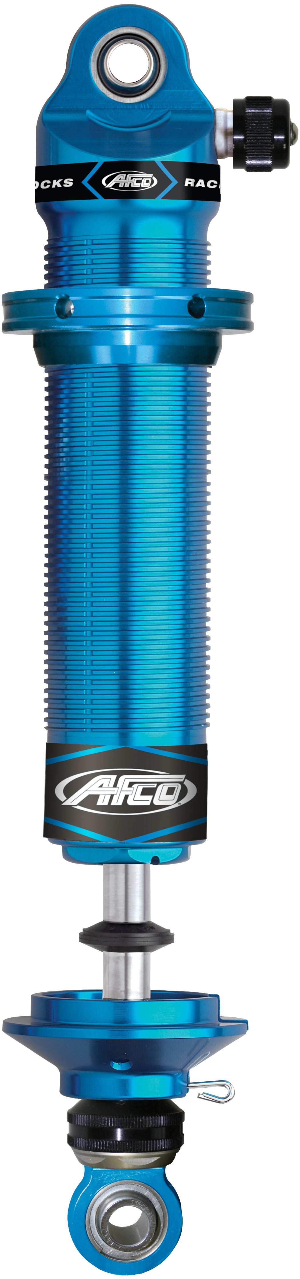 AFCO Racing Products 3850BNC Aluminum Drag Shock Absorber with Blue Anodized Finish, 12-Inch Compressed, 15.9-Inch Extended