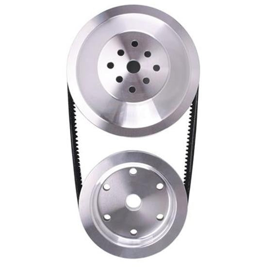 AFCO Racing Products Pulley Kit 80061 for Small Block Chevy Long Water Pump, 1-Groove V-Belt, 20 Percent Reduction, Aluminum, Polished Finish