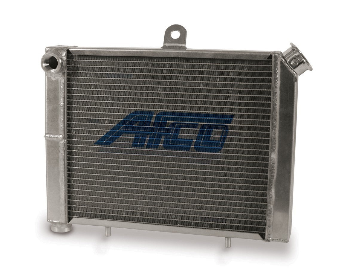 AFCO Racing Products 80205 Micro / Mini Sprint Aluminum Radiator, 17 Inch Wide by 12.125 Inch High, Dual Pass, Satin Finish, Cage Mount, Driver Side Inlet and Outlet