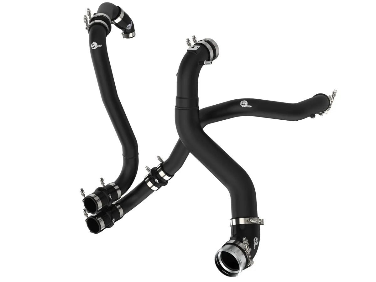 AFE Power BladeRunner Intercooler Pipe for Ford EcoBoost V6, Aluminum with Black Powder Coat, Turbocharger to Intercooler