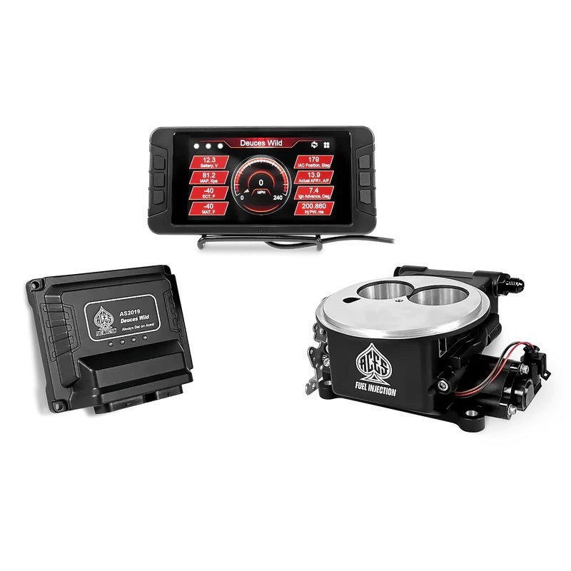 ACES Fuel Injection AS2019B Deuces Wild 2-Barrel EFI Throttle Body Kit with Aluminum Construction and Black Ceramic Coating