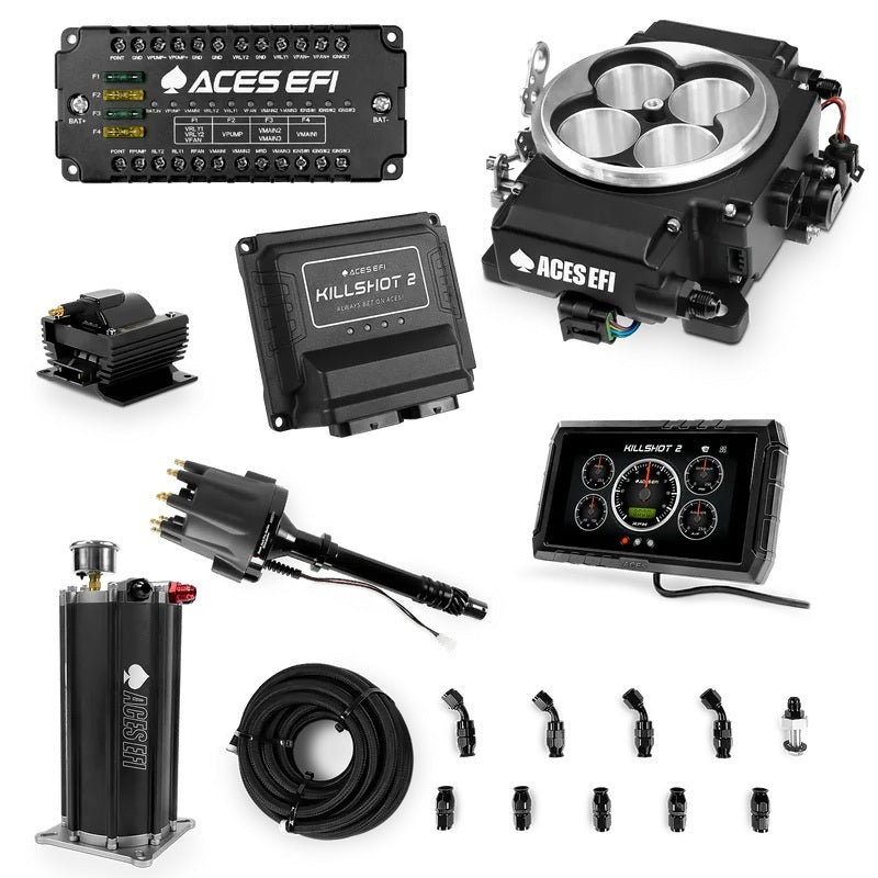 ACES Fuel Injection Killshot 2 ProMaster Fuel Injection Kit with Square Bore Throttle Body, Aluminum, Black for Chevy V8