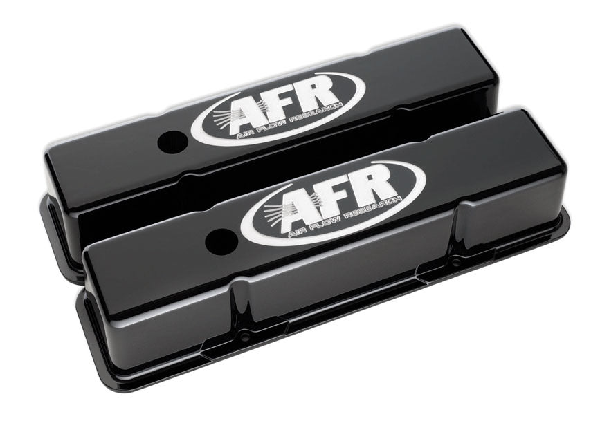 Air Flow Research SBC Tall Aluminum Valve Cover with AFR Logo for Small Block Chevy, Black Powder Coat Finish