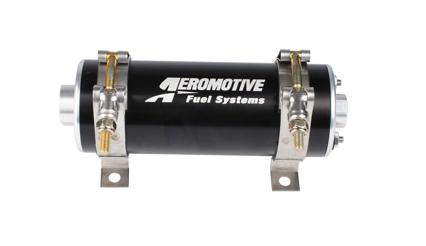AEROMOTIVE A750 EFI Electric Fuel Pump with 450 lb/hr Flow Rate, In-Line and In-Tank Design, 8 AN Female O-Ring Inlet and 6 AN Female O-Ring Outlet, Black Finish