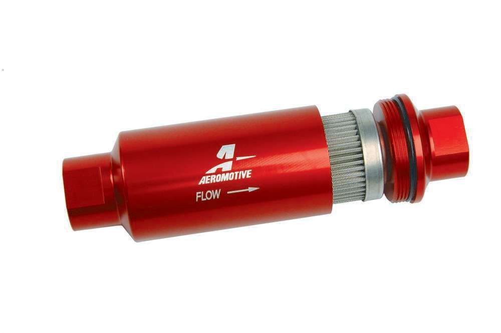 AEROMOTIVE Fuel Filter with 100-Micron Stainless Steel Element and 10 AN Female Fittings