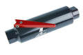 AEROMOTIVE Fuel Filter with Shut-Off -10AN In-Line Stainless Element, 100 Micron, Black Anodized Aluminum