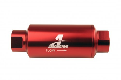 AEROMOTIVE 12340 #10 ORB Inline Fuel Filter with 10 Micron Microglass Element and Red Anodized Aluminum Finish