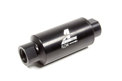 AEROMOTIVE 12346 In-Line Fuel Filter with 10 Micron Microglass Element, 10 AN Female Inlet and Outlet, Aluminum Black Anodized