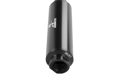 AEROMOTIVE Fuel Filter In-Line 16AN 100 Micron Stainless Steel with Aluminum Black Anodized Finish