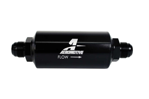 AEROMOTIVE 12387 Inline Fuel Filter 10 Micron 2 Inch OD Black Aluminum