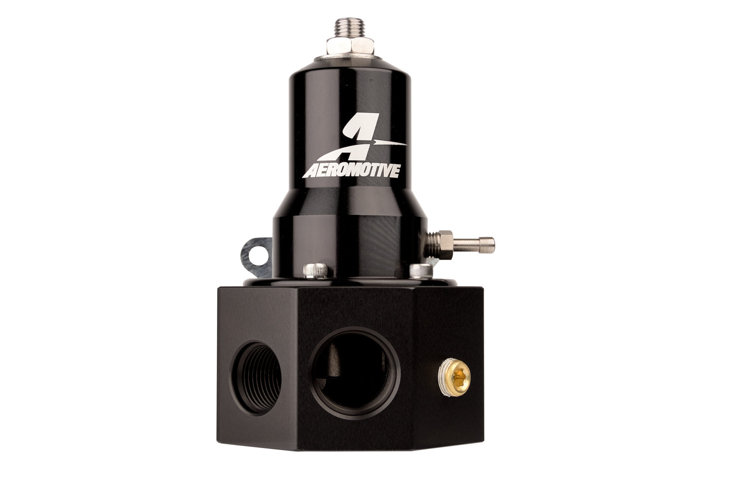 AEROMOTIVE Pro-Series EFI Fuel Pressure Regulator with Boost Reference, 30 to 125 psi, In-Line, 10 AN Female O-Ring Inlet and Outlet, 1/8 Inch NPT Port, Includes Fittings