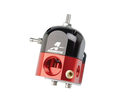 AEROMOTIVE A1000 Carbureted Bypass Fuel Pressure Regulator with 3 to 15 PSI, In-Line, Black and Red Anodized Finish