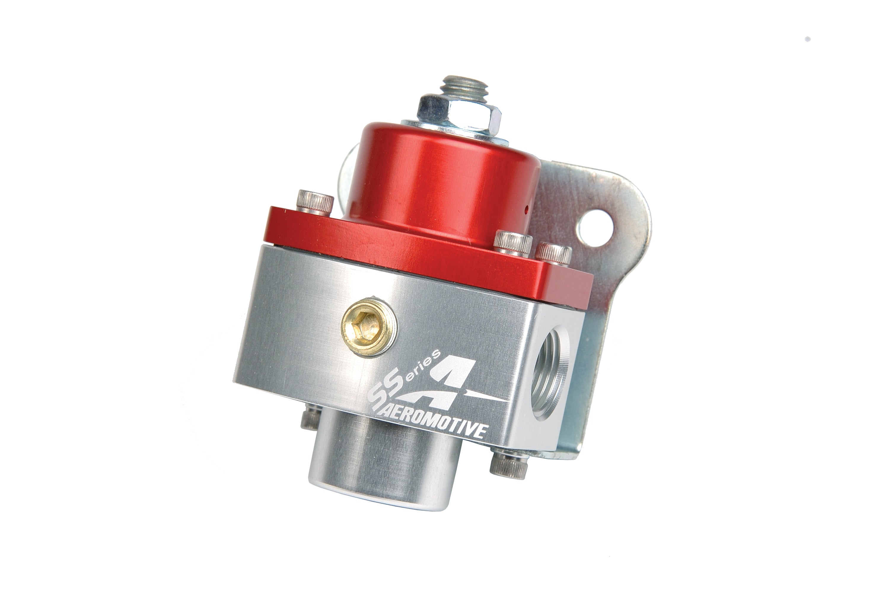 AEROMOTIVE AFS13205 Carbureted Adjustable Fuel Pressure Regulator 5-10 PSI Inline, Red and Clear Anodized Finish