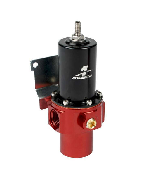 AEROMOTIVE Pro-Stock 2-Port Fuel Pressure Regulator with 4 to 8 PSI, In-Line, Black and Red Anodized Finish