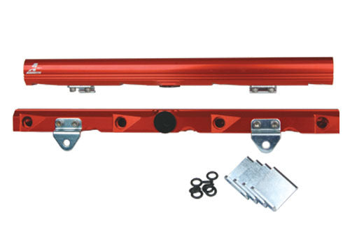 AEROMOTIVE 14115 Billet Fuel Rails for GM LS3 with 8 AN Female O-Ring Inlets and Outlets, Red Anodized Aluminum