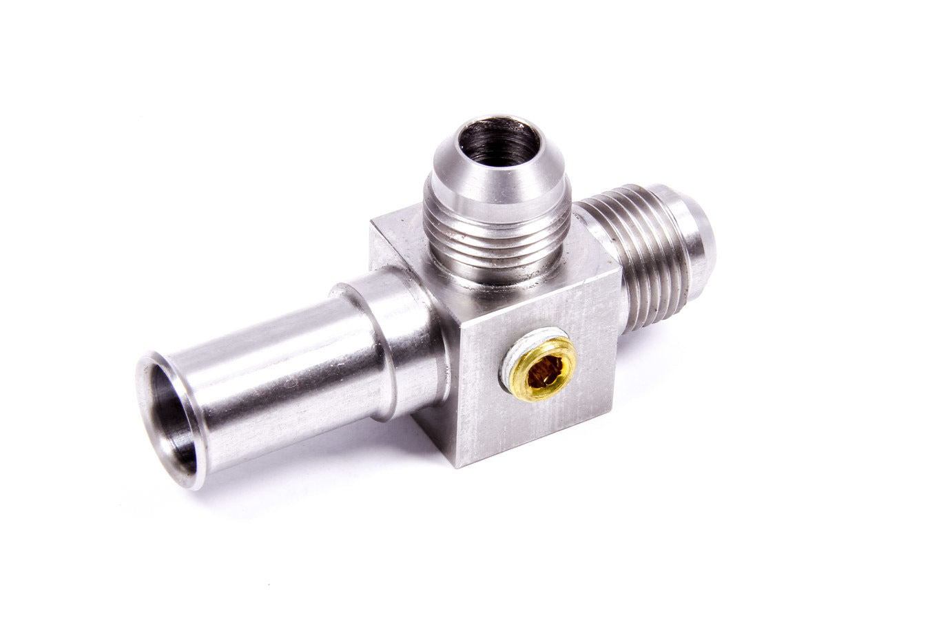 AEROMOTIVE 15102 -8AN Stainless Steel T Fitting with 1/2 Inch Male Spring Lock and 1/8 Inch NPT Port for Ford Fuel Supply Line