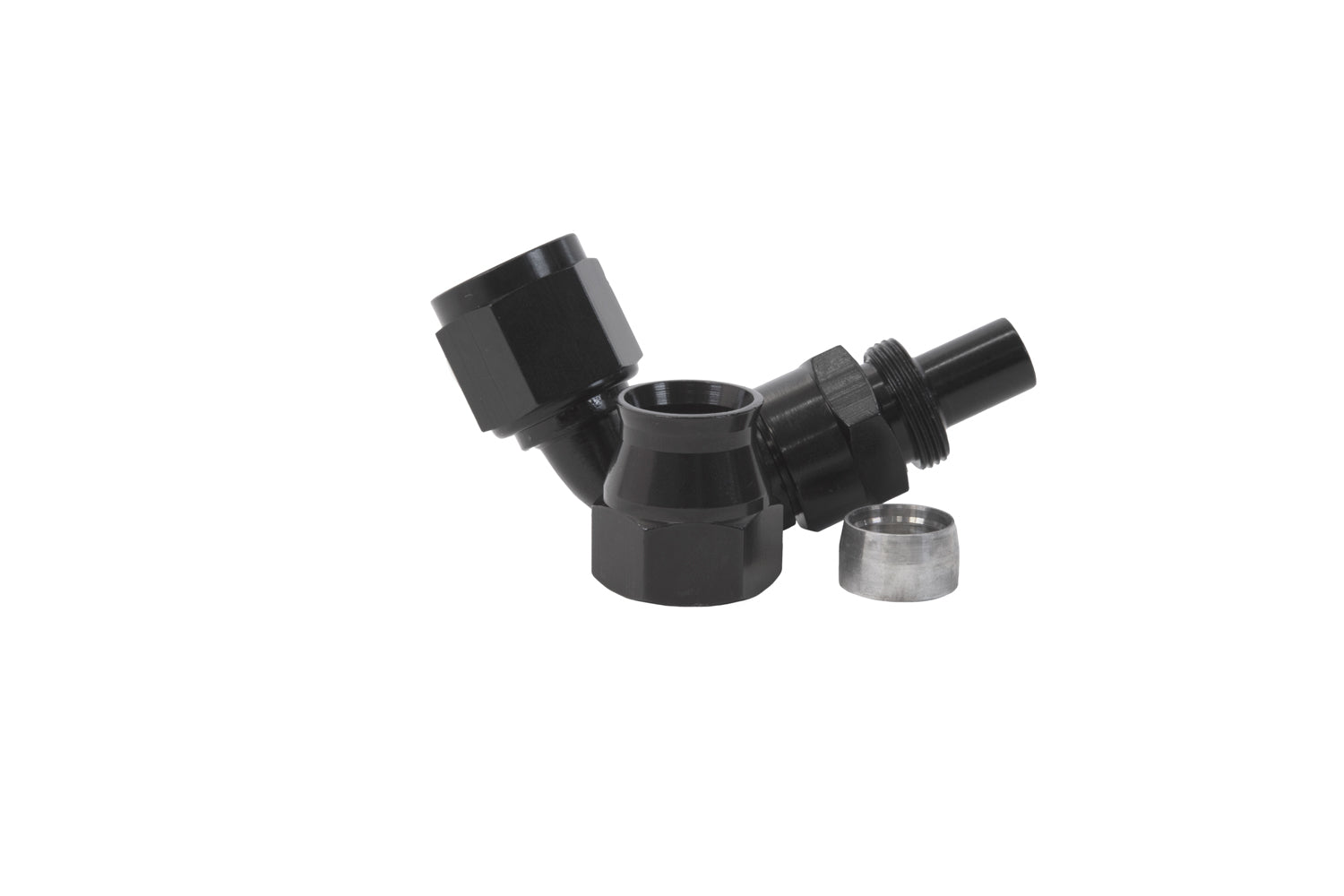 AEROMOTIVE 15355 8AN 90-Degree PTFE Hose End with Black Anodized Aluminum Finish
