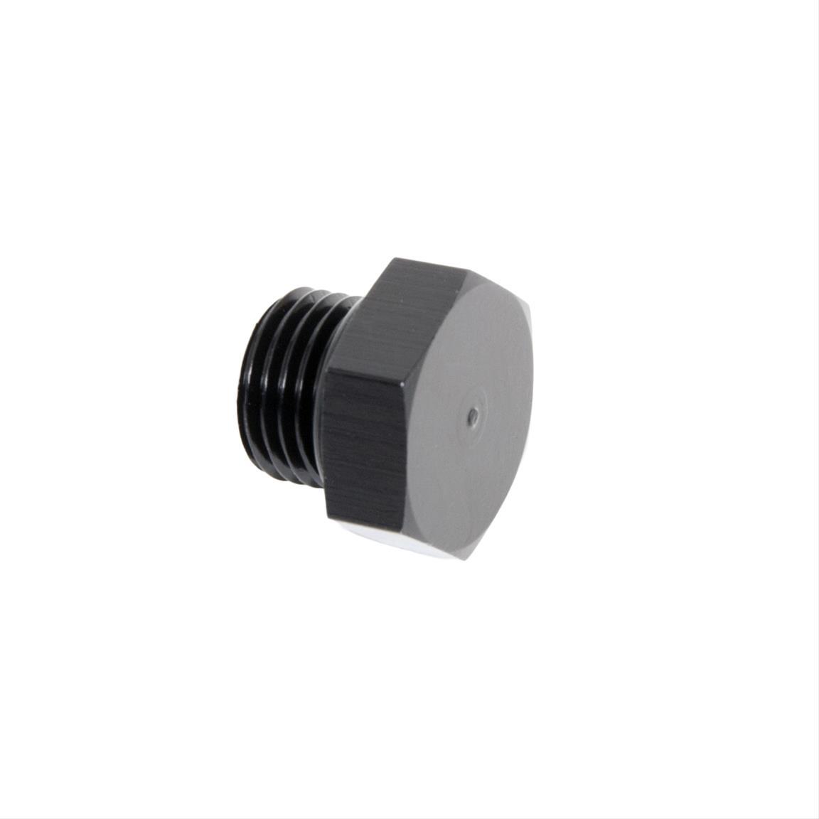 AEROMOTIVE -6AN Port Plug with O-Ring and Hex Head, Aluminum, Black Anodized