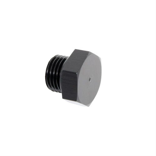 AEROMOTIVE -6AN Port Plug with O-Ring and Hex Head, Aluminum, Black Anodized