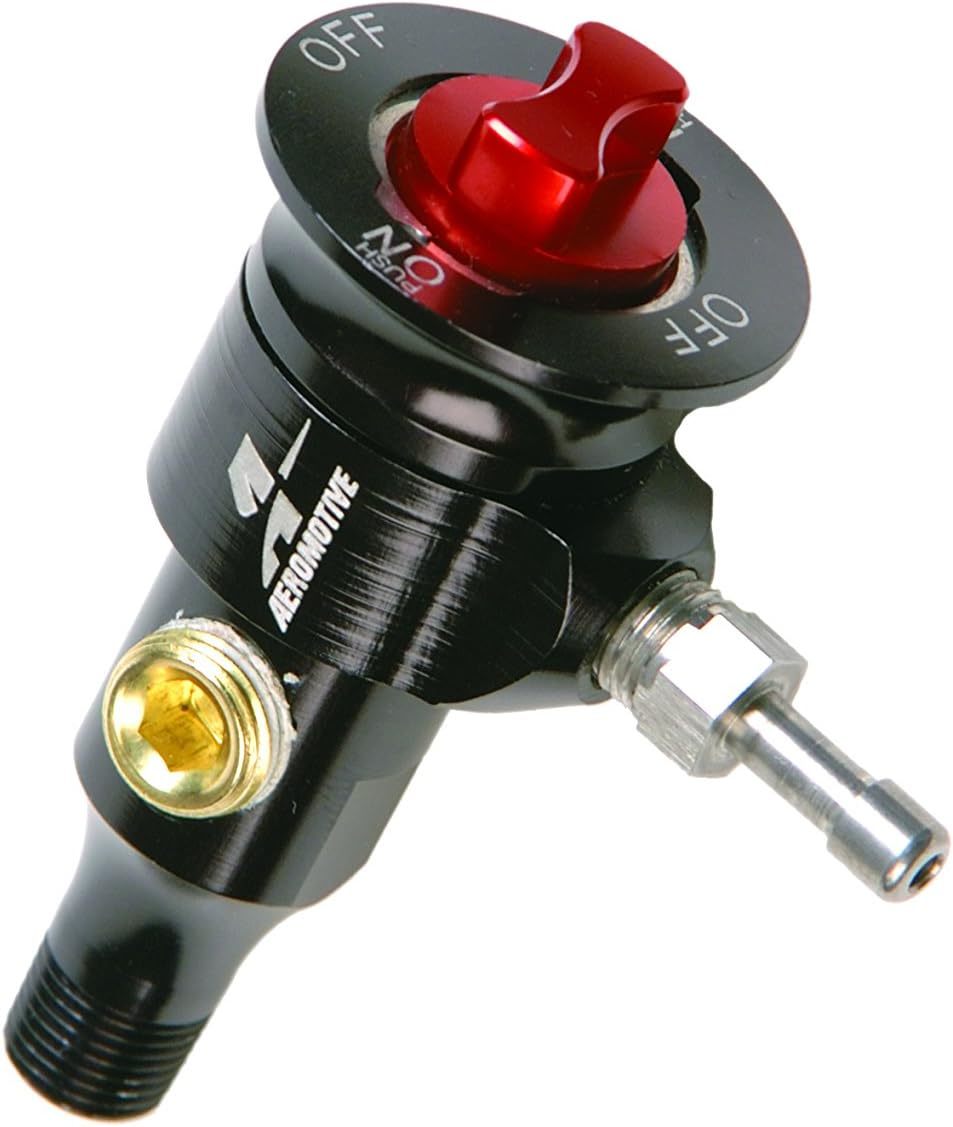 AEROMOTIVE Fuel Sample Check Valve with 1/8 Inch NPT Male Inlet and 3/16 Inch Hose Barb Outlet, Aluminum, Black Anodized