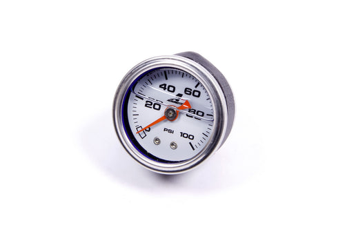 AEROMOTIVE Fuel Pressure Gauge 15633, 1.5 Inch, 0-100 psi, Mechanical Analog with White Face and 1/8 Inch NPT Port
