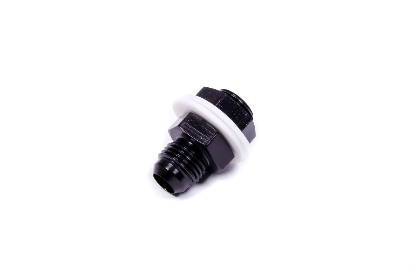 AEROMOTIVE 15644 -6AN Bulkhead Fitting with Straight Aluminum Black Anodized Finish