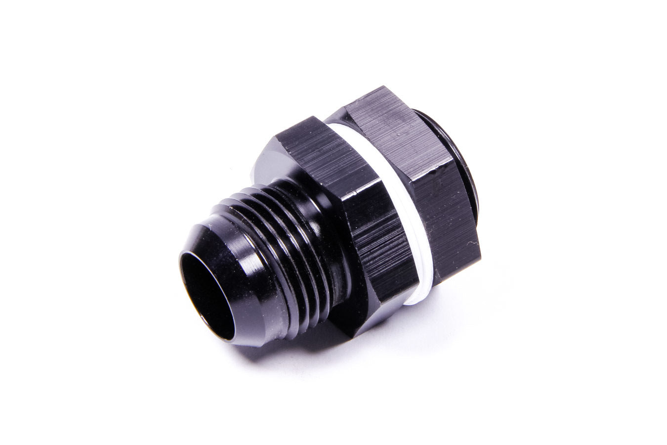 AEROMOTIVE 15647 -12AN Bulkhead Fitting, Straight, Aluminum, Black Anodized, Male to Male, Jam Nut and Washer Included