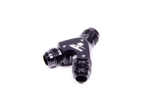 AEROMOTIVE Y-Block Fitting 15674 8AN Male Inlet with Dual 8AN Male Outlets Aluminum Black Anodized
