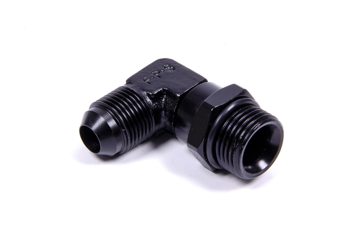 AEROMOTIVE 15690 8AN Male to 10AN ORB 90 Degree Fitting Aluminum Black Anodized