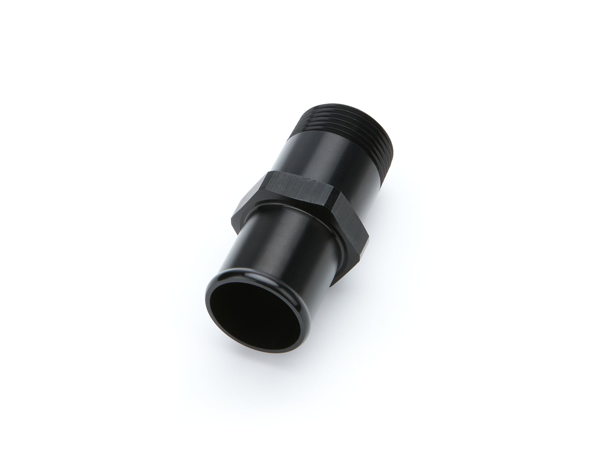 AEROMOTIVE 15771 Coolant Hose Fitting 1 Inch NPT Male to 1-1/4 Inch Hose Barb Aluminum Black Anodized