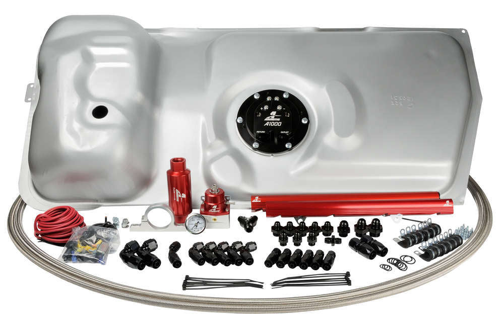 AEROMOTIVE 17130 Stealth Fuel Cell and Pump System for Ford Mustang 1986-1995, 100 GPH at 70 PSI, 8 AN O-Ring Outlet and Return