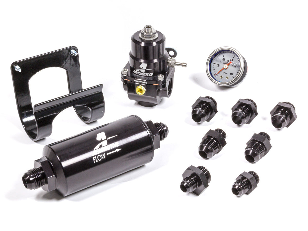 Aeromotive 17256 Stealth Bypass Carburetor Fuel System Kit, 3 to 15 psi, Inline, Black Anodized Finish