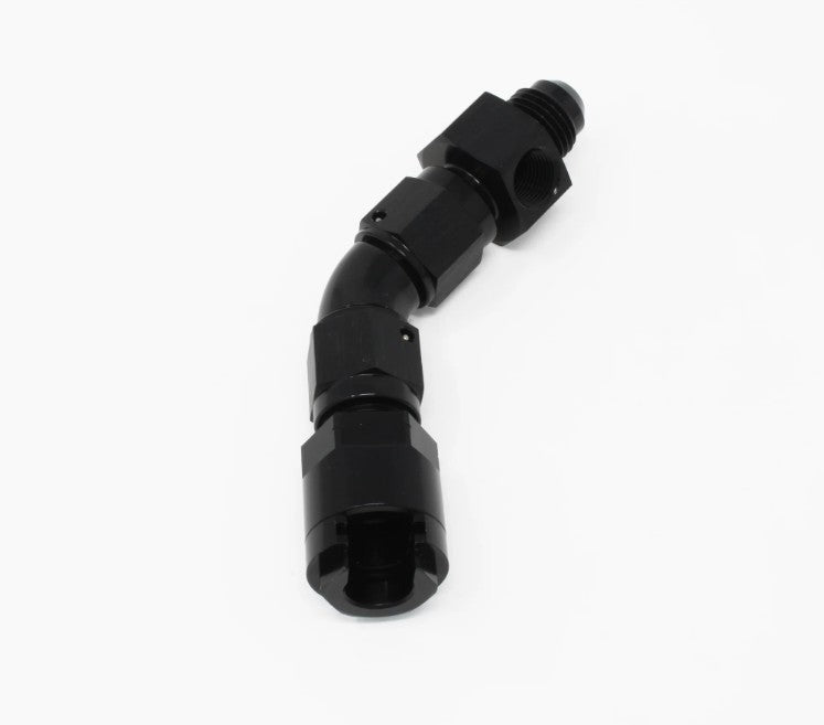 AEROMOTIVE AFS65602 VaporWorx 45-Degree Fuel Line Adapter with 6 AN Male to 3/8 Inch Female Quick Disconnect and NPT Port